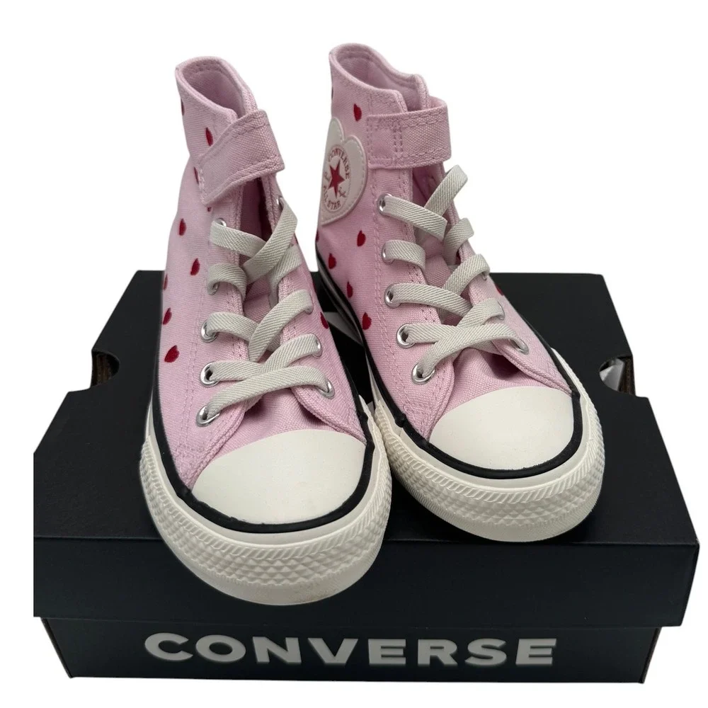 Converse Kids Chuck Taylor All Star Hearts & Roses Pink High Top Shoes 13 NIB